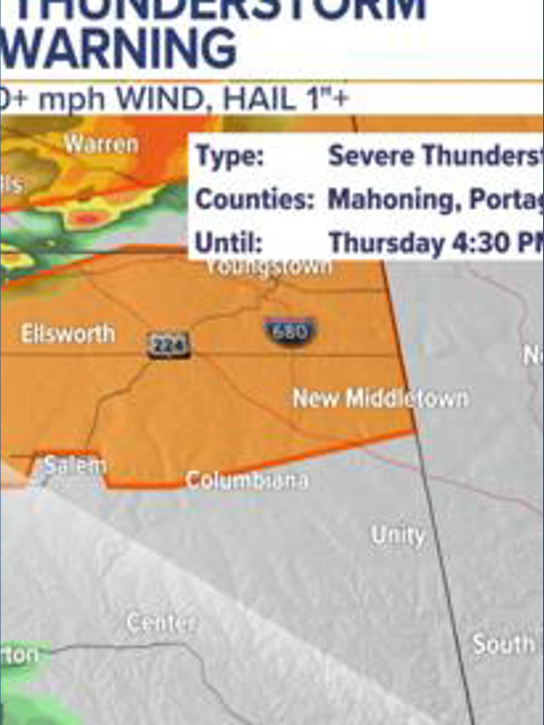 Severe Thunderstorm Warning in effect for multiple Northeast Ohio ...