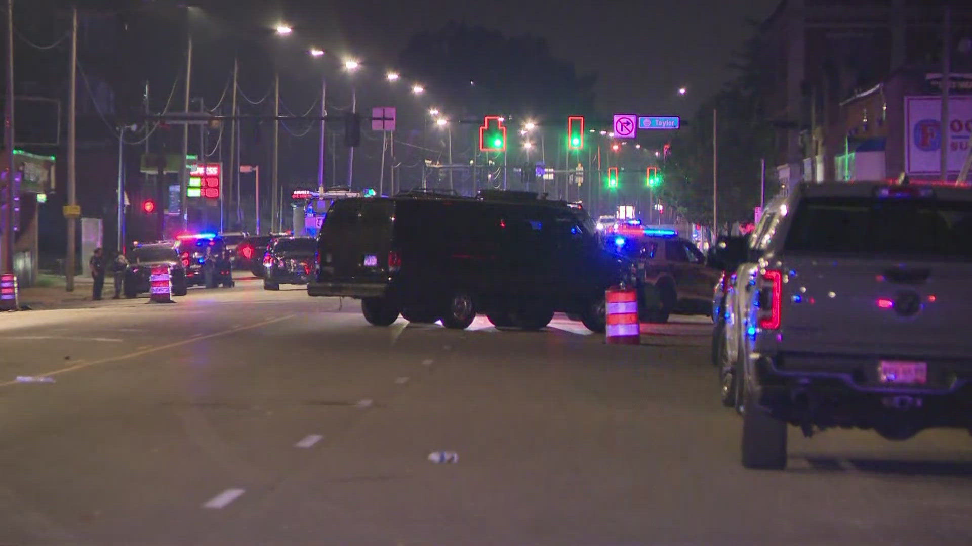 One officer was shot in the leg and is expected to be OK, per Mayor Lateek Shabazz. The second officer's condition is unknown.
