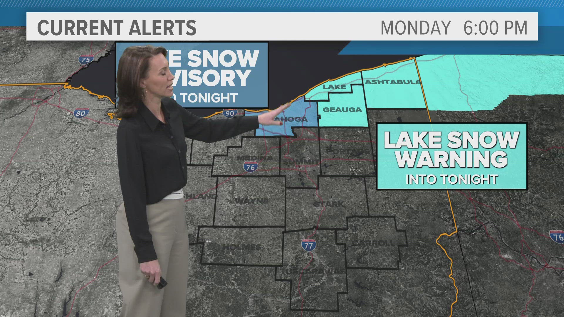 Several counties remain under a Lake Effect Snow Warning.