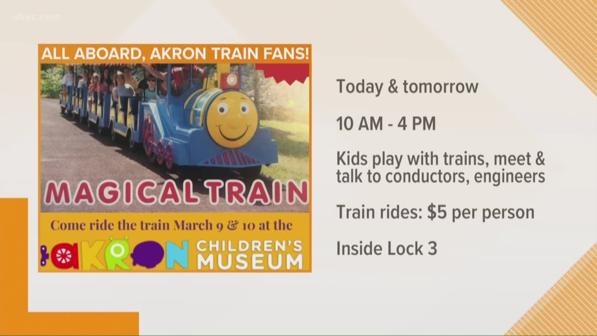 Talking train swag from the Akron Express at the Akron Children's Museum