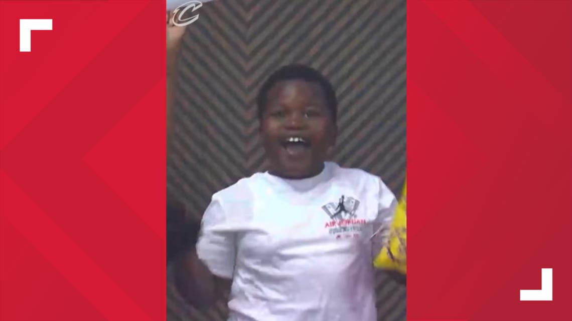 Cleveland Cavaliers fan Derek, 7, steals spotlight with dance moves during playoff games at Rocket Arena