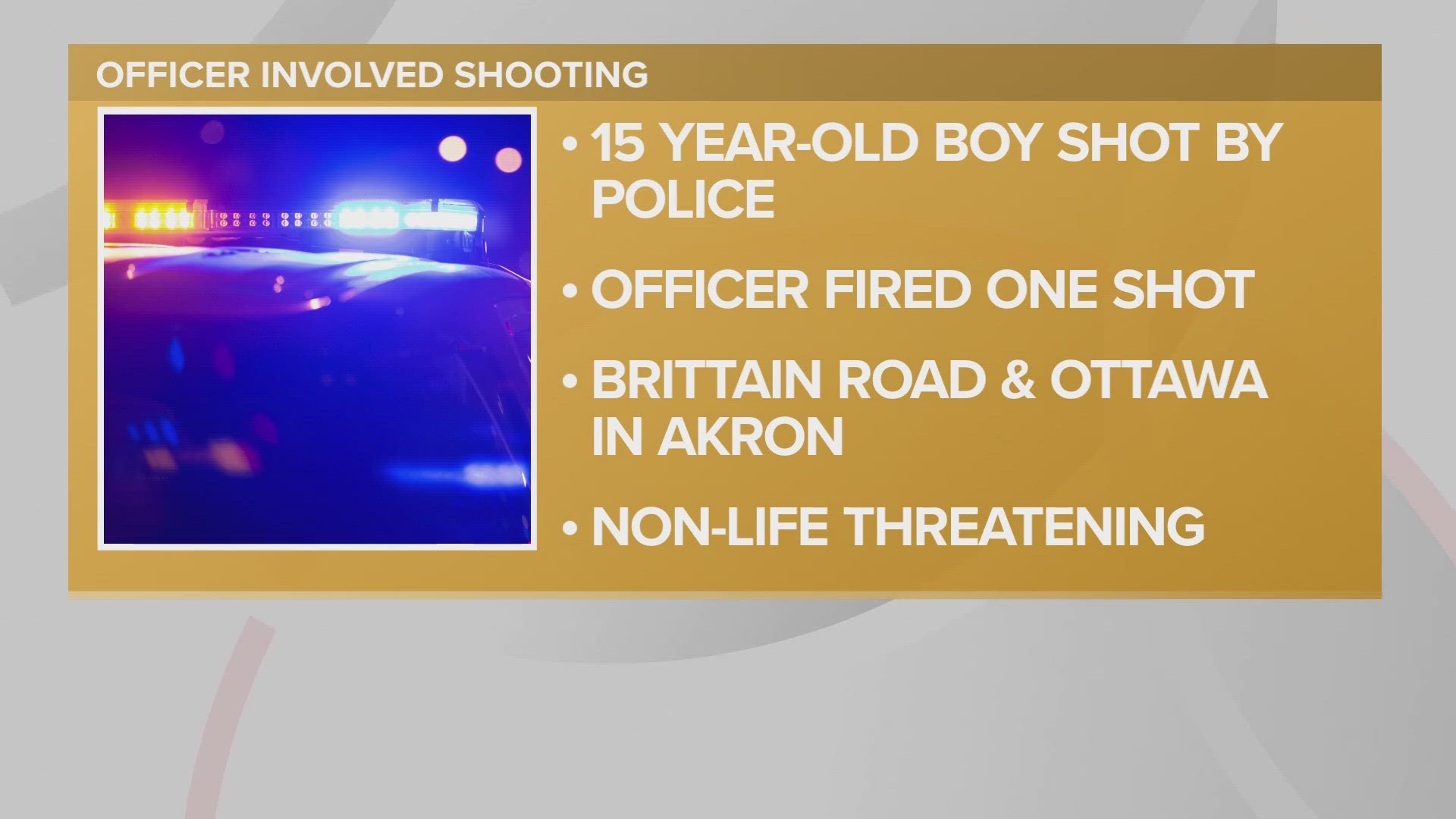 A resident reported seeing the teen pointing a gun at houses in the area, according to officials. His injuries are not believed to be life-threatening.