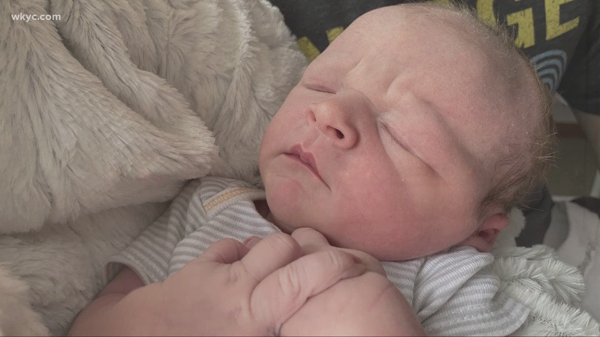 Meet the little pandemic baby, who decided to come into the world, during the season's first snowstorm in Northeast Ohio. Monica Robins reports.