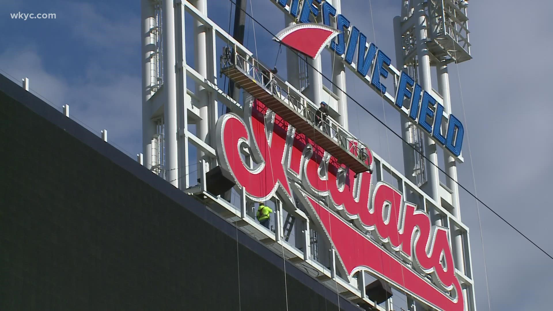 It's the end of an era. The Cleveland Indians have started the process of removing the team's name from the Progressive Field scoreboard.