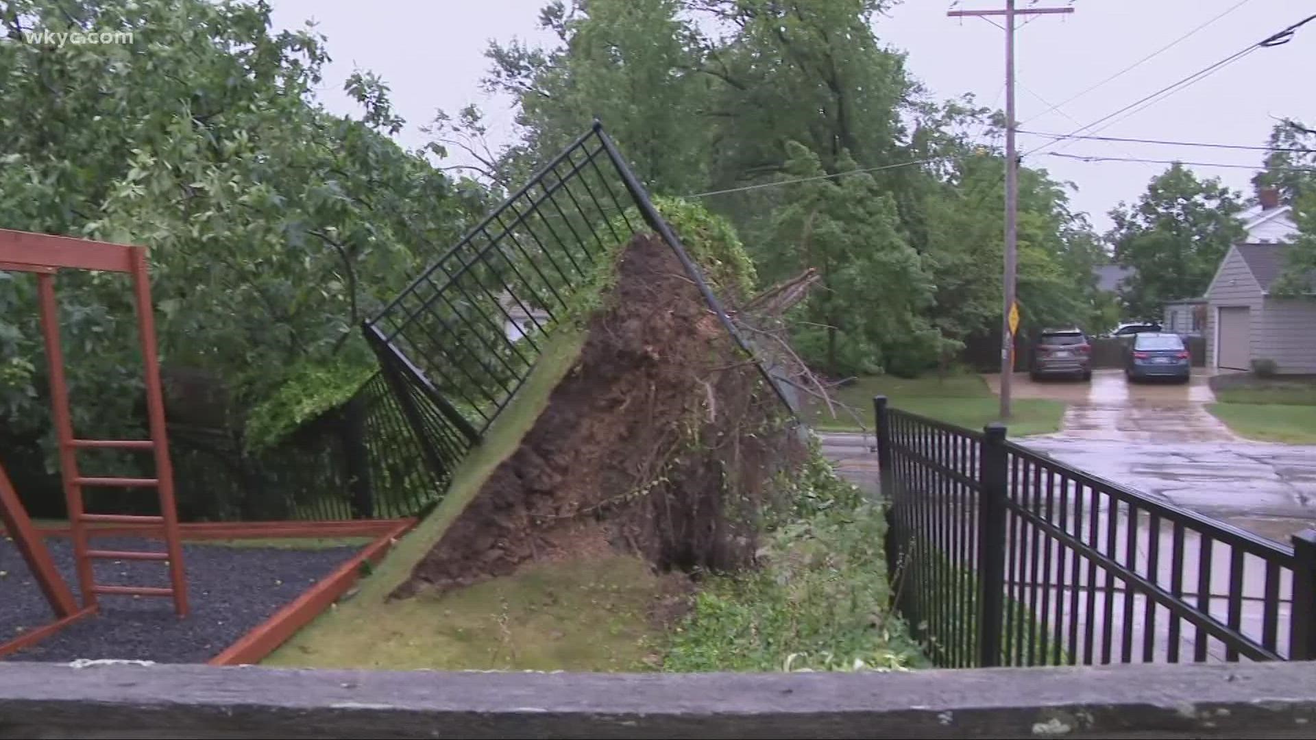 The thunderstorms are officially moving out of Northeast Ohio, but not without leaving damage in their wake. One Bay Village resident had their tree ripped up!