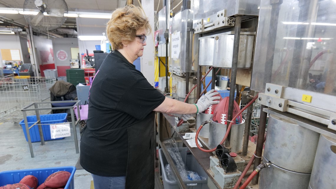 Every football used at Super Bowl 55 was made at Wilson Sporting Goods  factory in Ada, Ohio