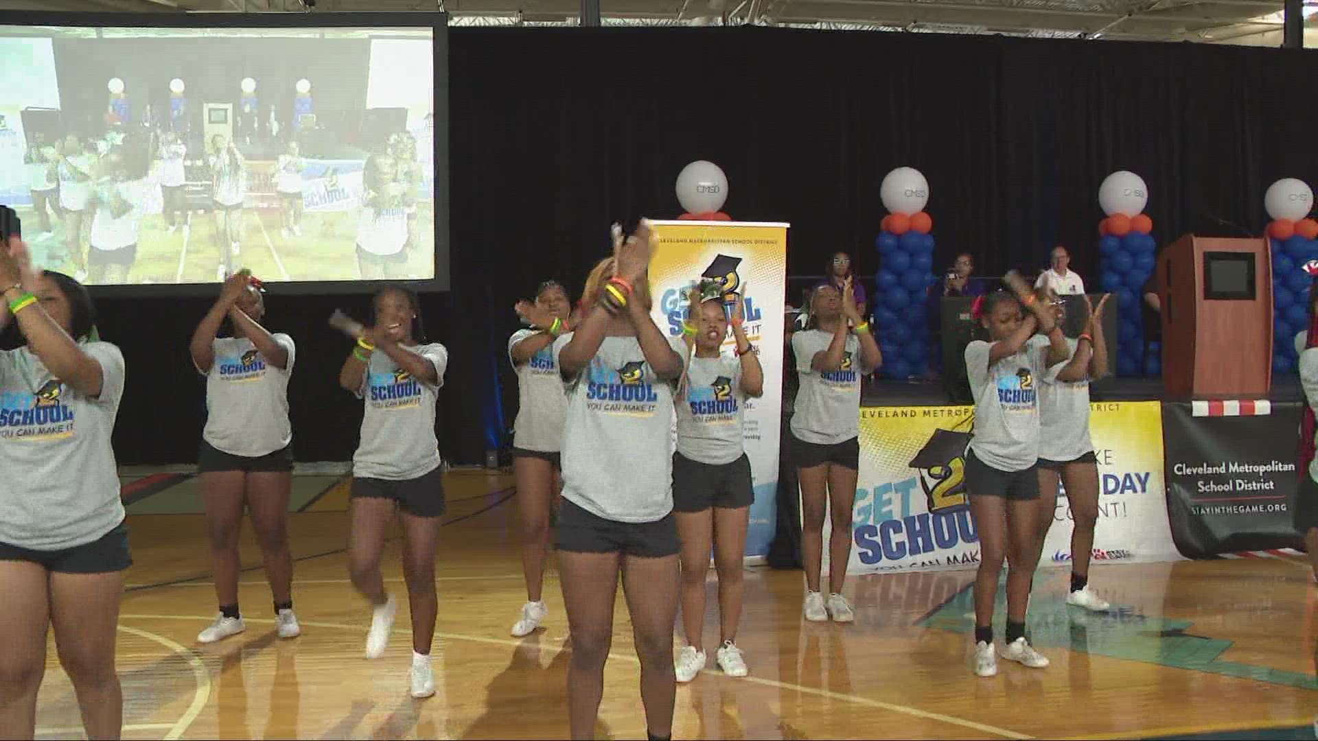The number of kids not going to school is going up.  So CMSD is relaunching its Get 2 School campaign.  January Keaton attended a pep rally today for the initiative.