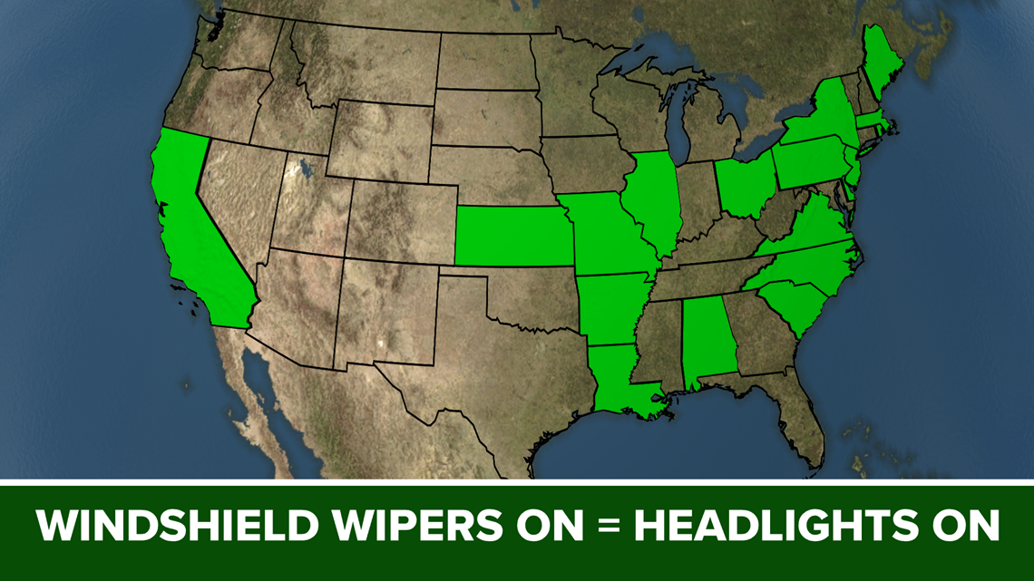 Headlights and windshield wipers statebystate laws