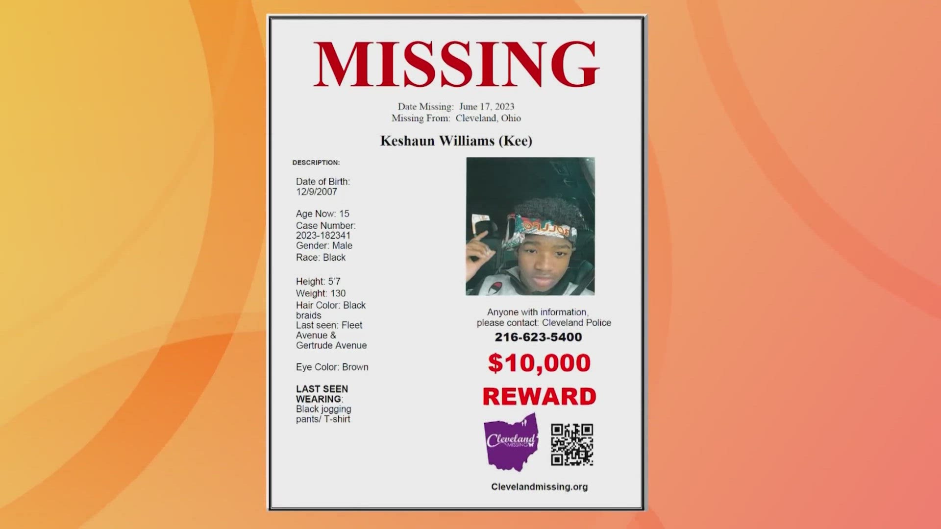 Keshaun Williams has been missing since June.
