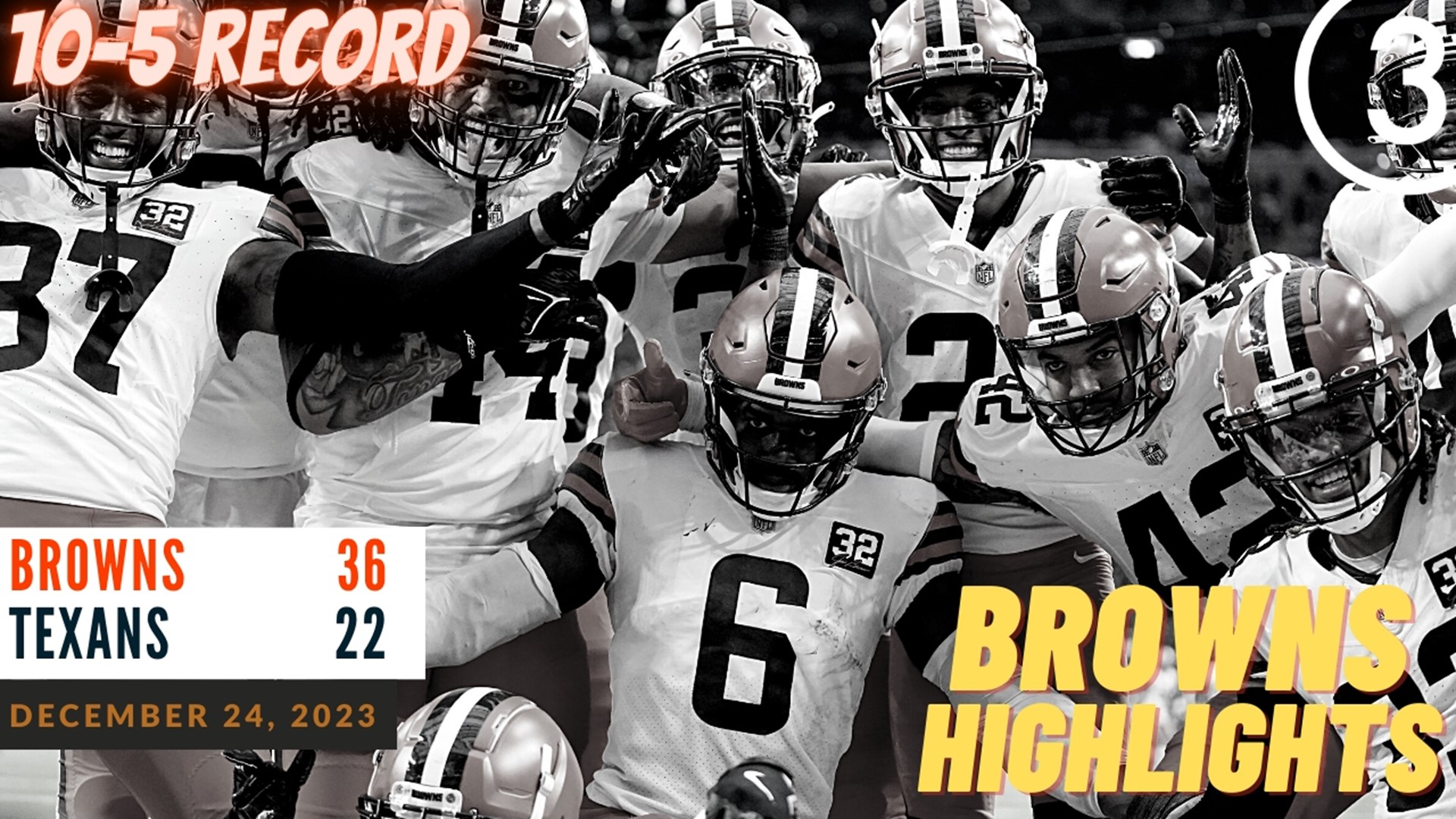 Cleveland Browns improve to 10-5 on the season and will take on the Jets on Thursday night.