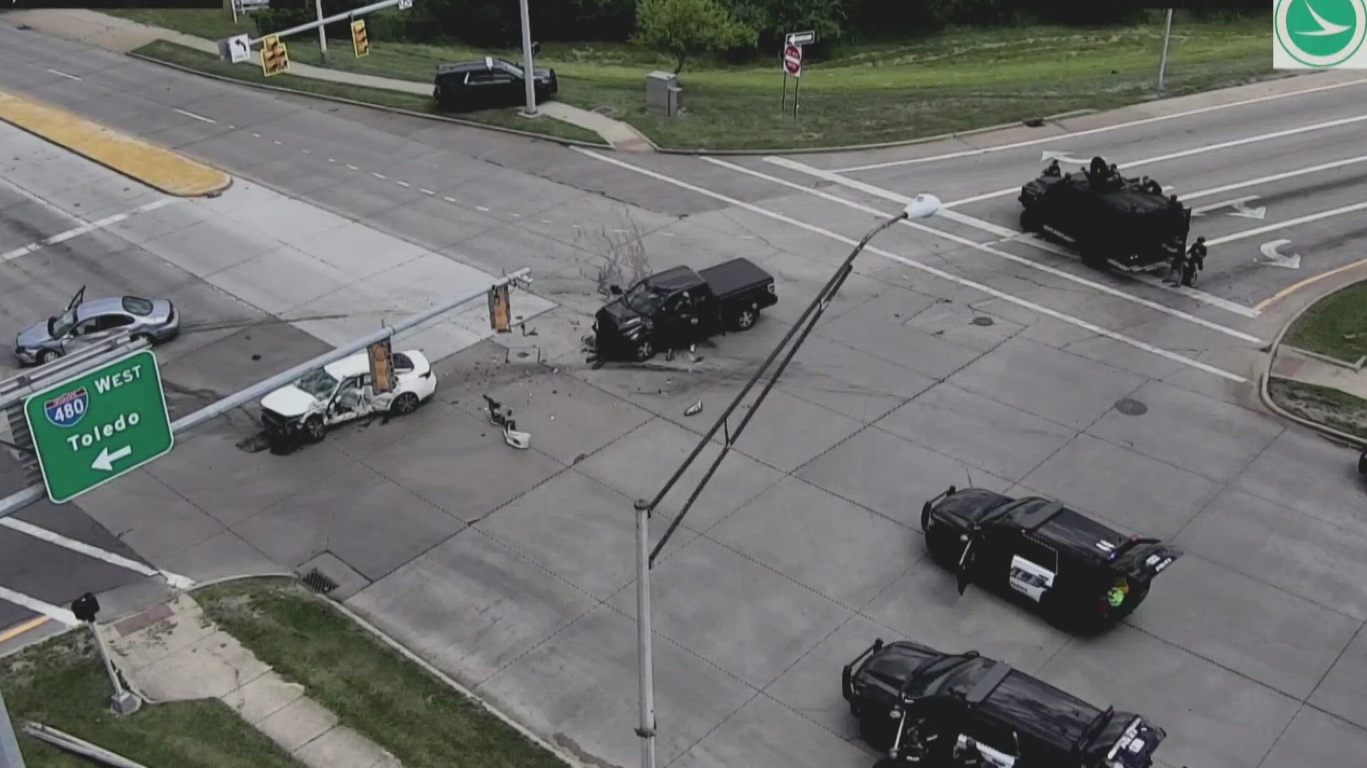 Details are developing. The Ohio Department of Transportation reports that 'all lanes are closed on ramp from I-480 W to Tiedeman Rd.'