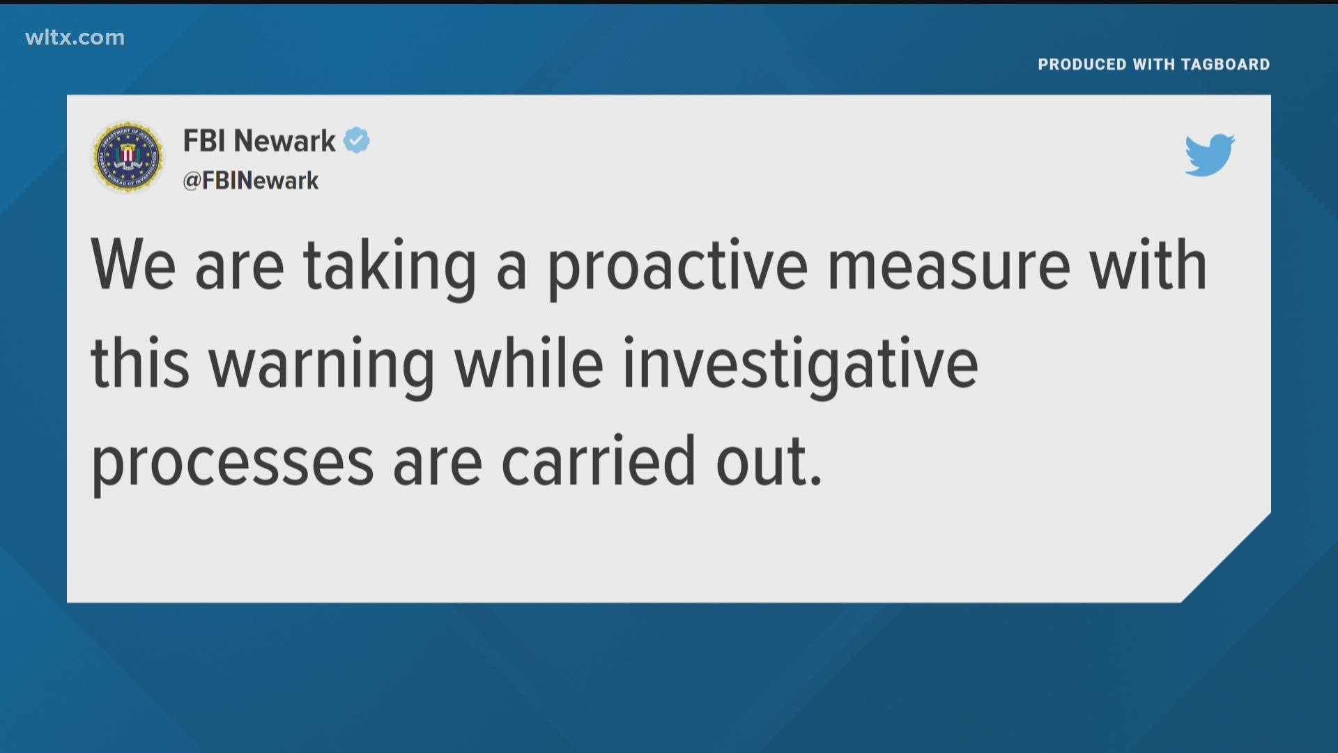 The FBI’s Newark office released a statement urging synagogues to “take all security precautions to protect your community and facility.”