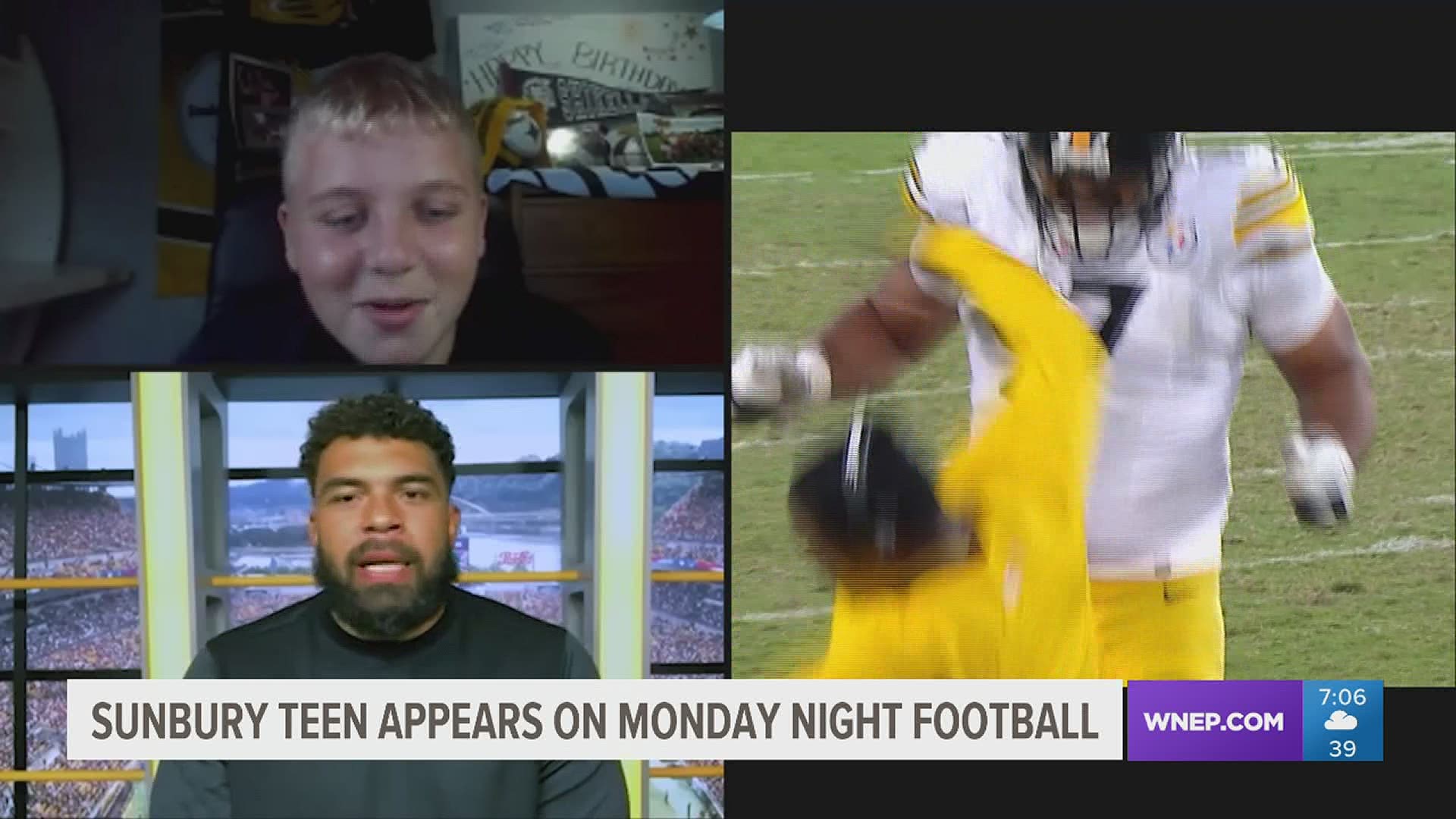 A teenager from Northumberland County says his dreams came true when he appeared in a video with Pittsburgh Steelers defensive tackle Cam Heyward.