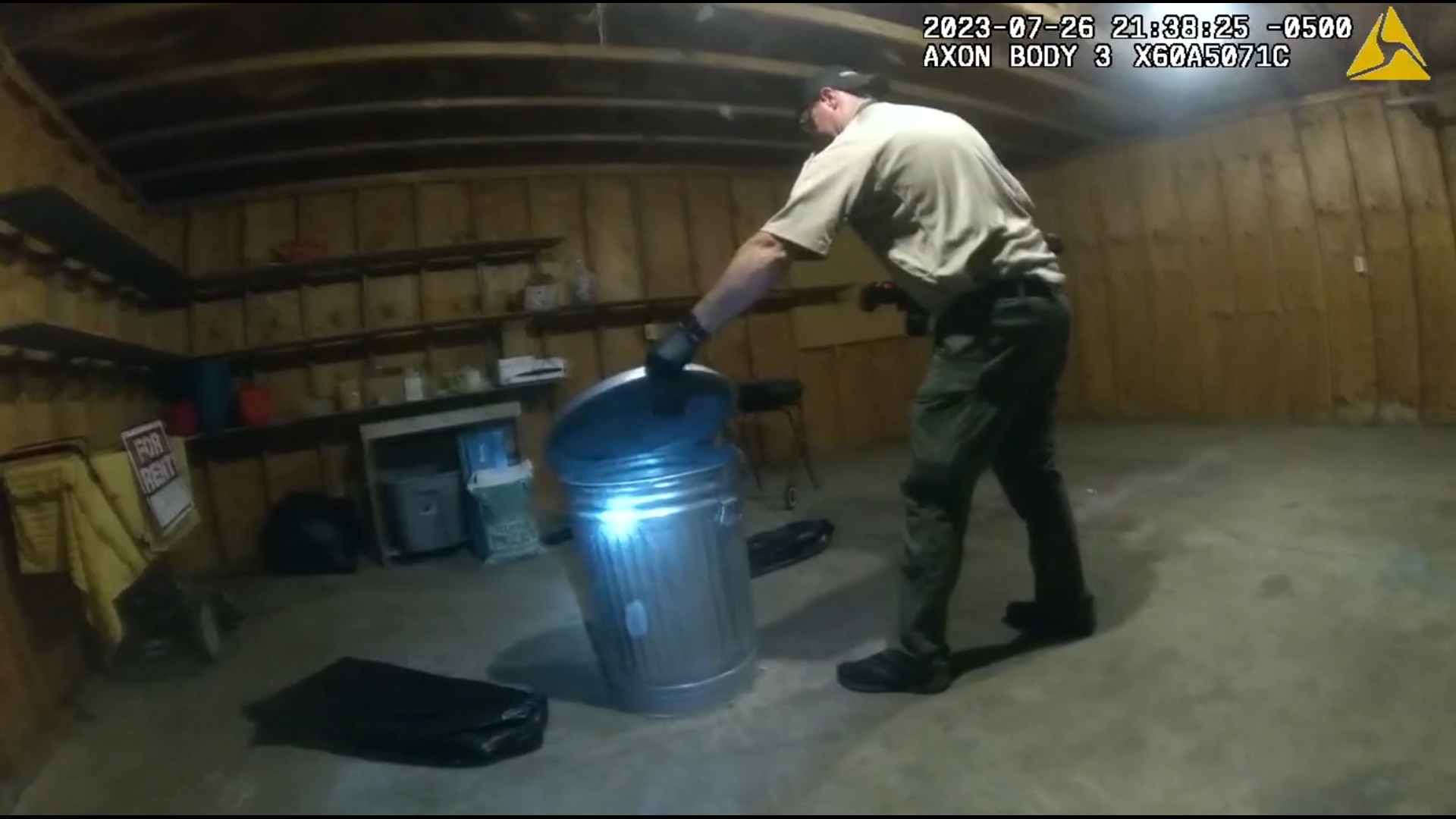 Police body camera footage reveals the search and initial interrogation of Sushi Staples, accused of hiding the body of her 10-year-old son in a garbage can.