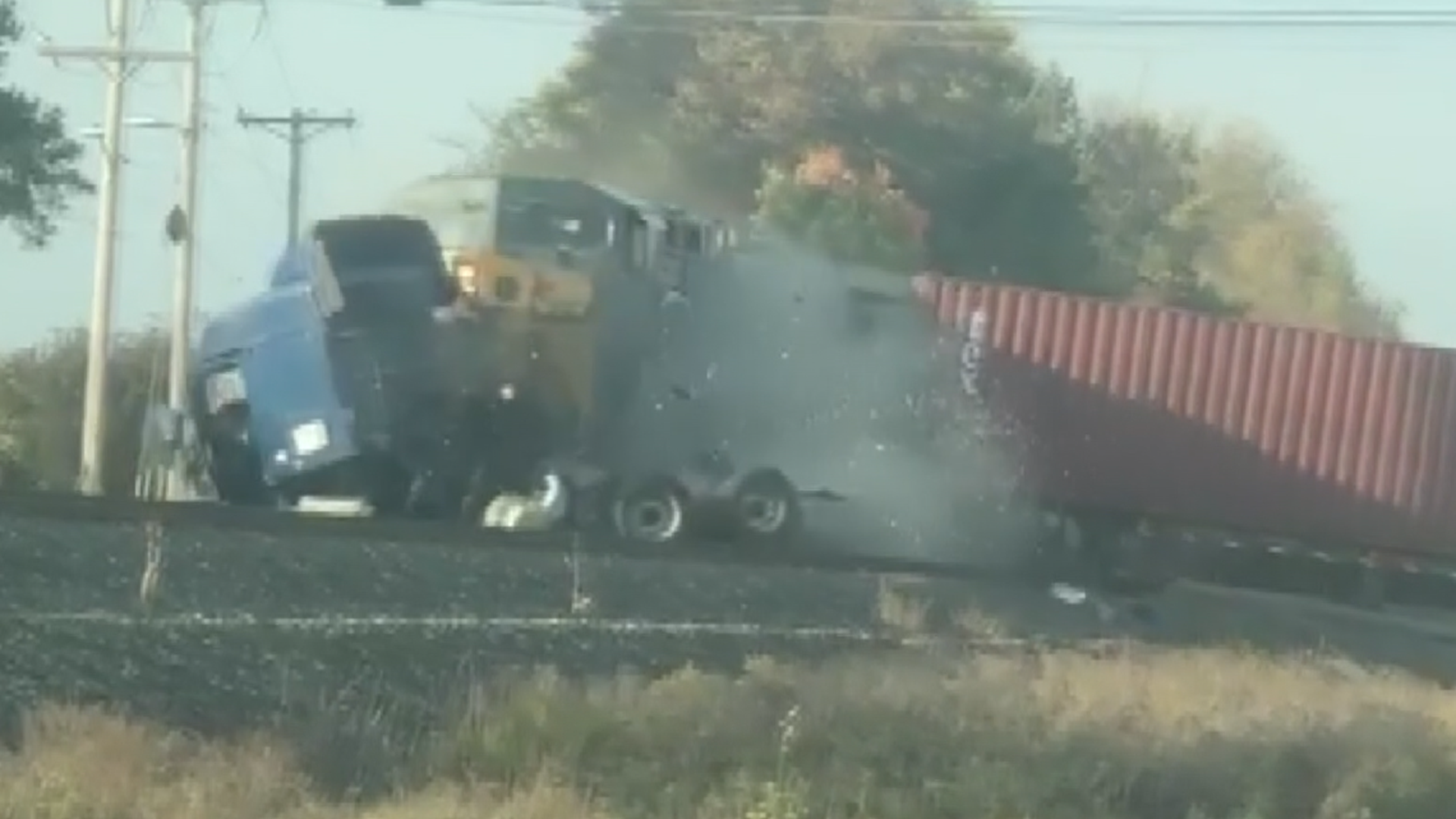 WATCH: Train strikes semi stuck on tracks near Pendleton | wkyc.com