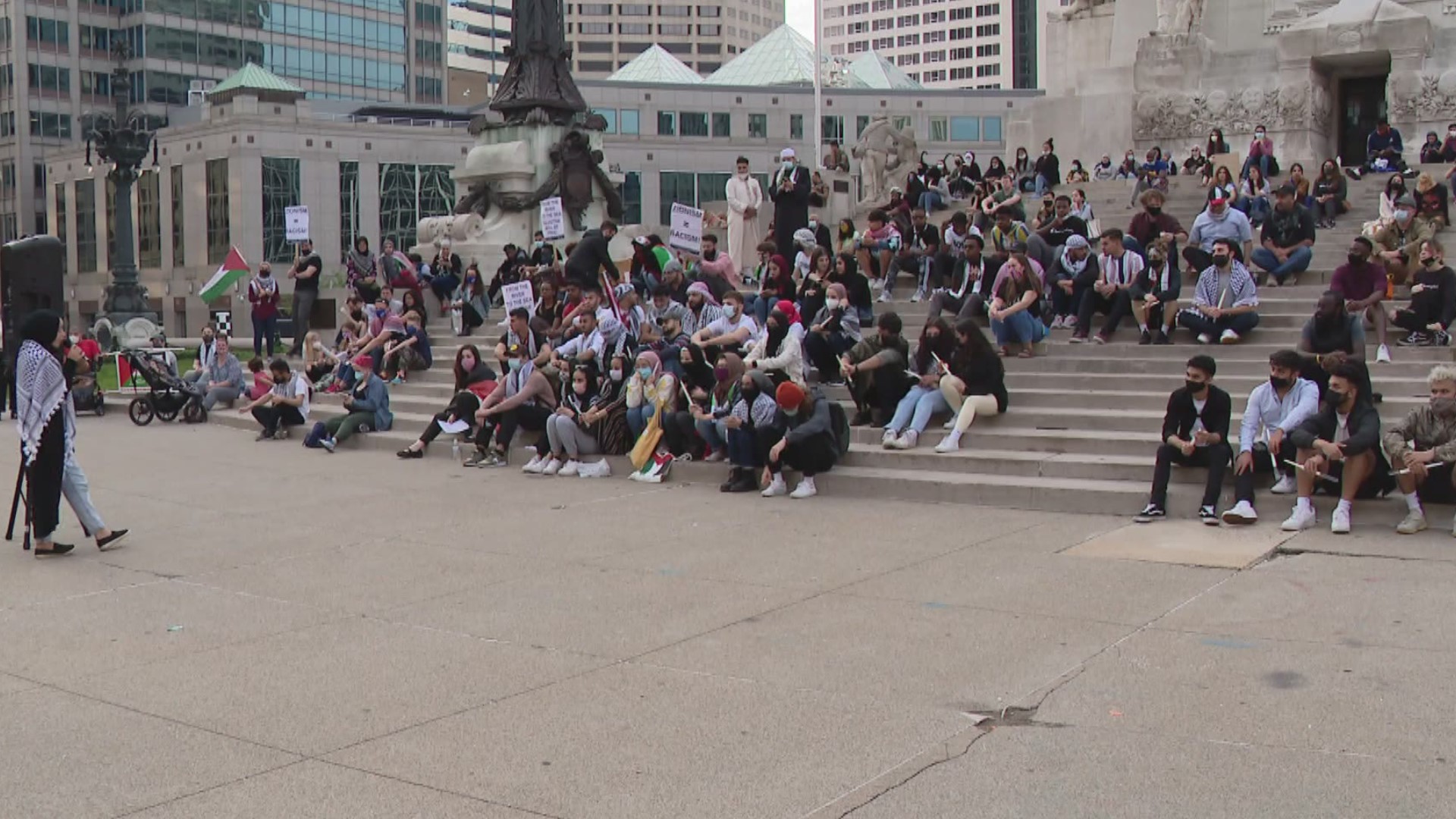 A vigil was held Tuesday on Monument Circle.