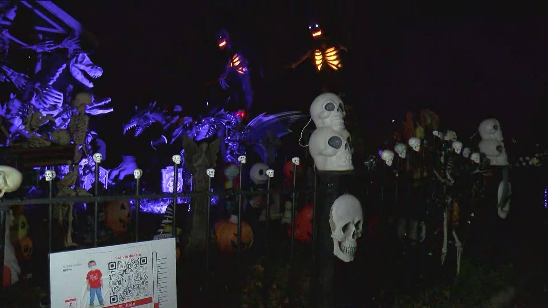 Two local homes are using Halloween decorations to raise money for St. Jude's Children's Hospital, through a nationwide effort to raise $150,000 dollars.