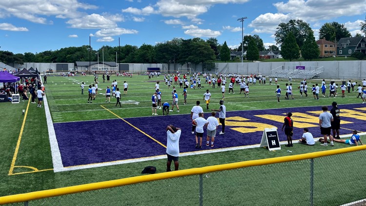 'Inspire the youth' | Ohio State players take part in youth football camp at Waite High School
