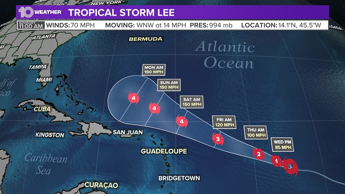 Tropical Storm Lee nears hurricane strength in the Atlantic | wkyc.com