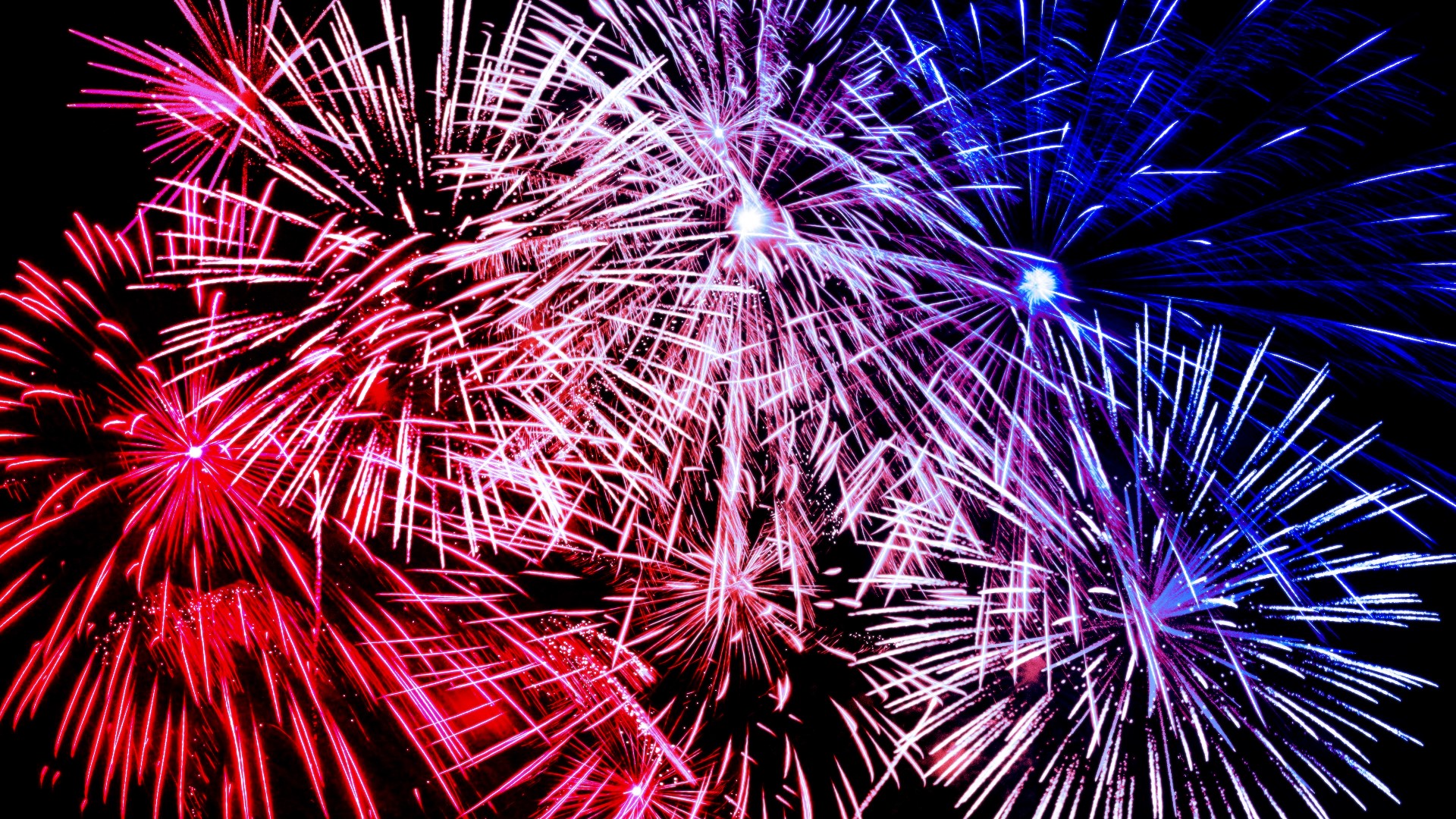July 4 fireworks in Akron and Rib, White and Blue details