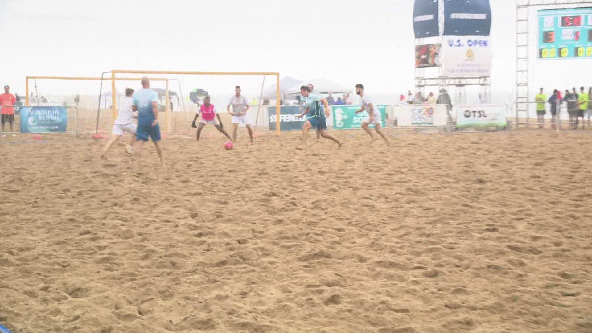 Professional games at the North American Sand Soccer Championships officially kicked off Saturday morning.