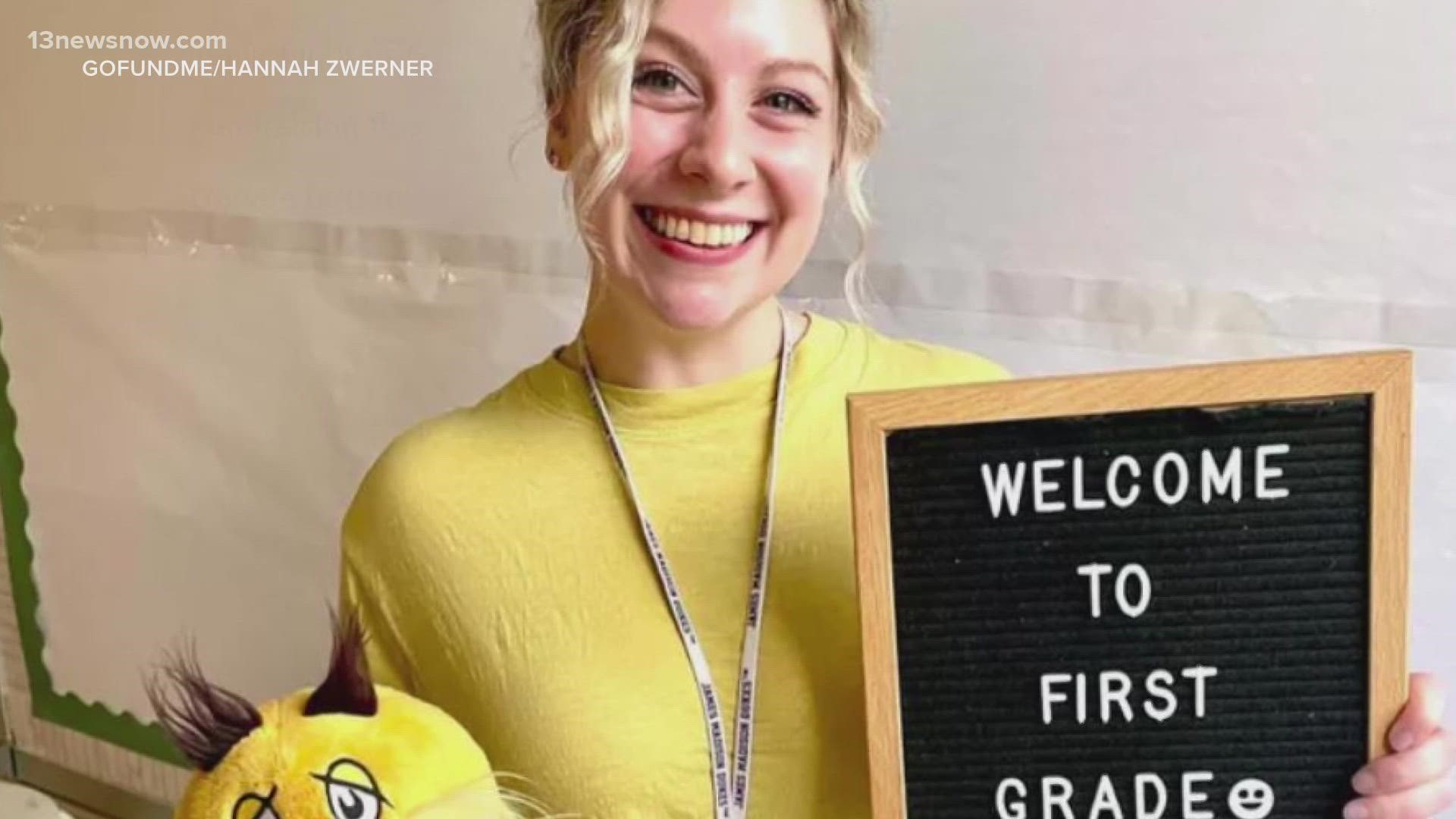 She's being hailed as a hero, for getting all of her students safely to other classrooms before going to get help for herself.