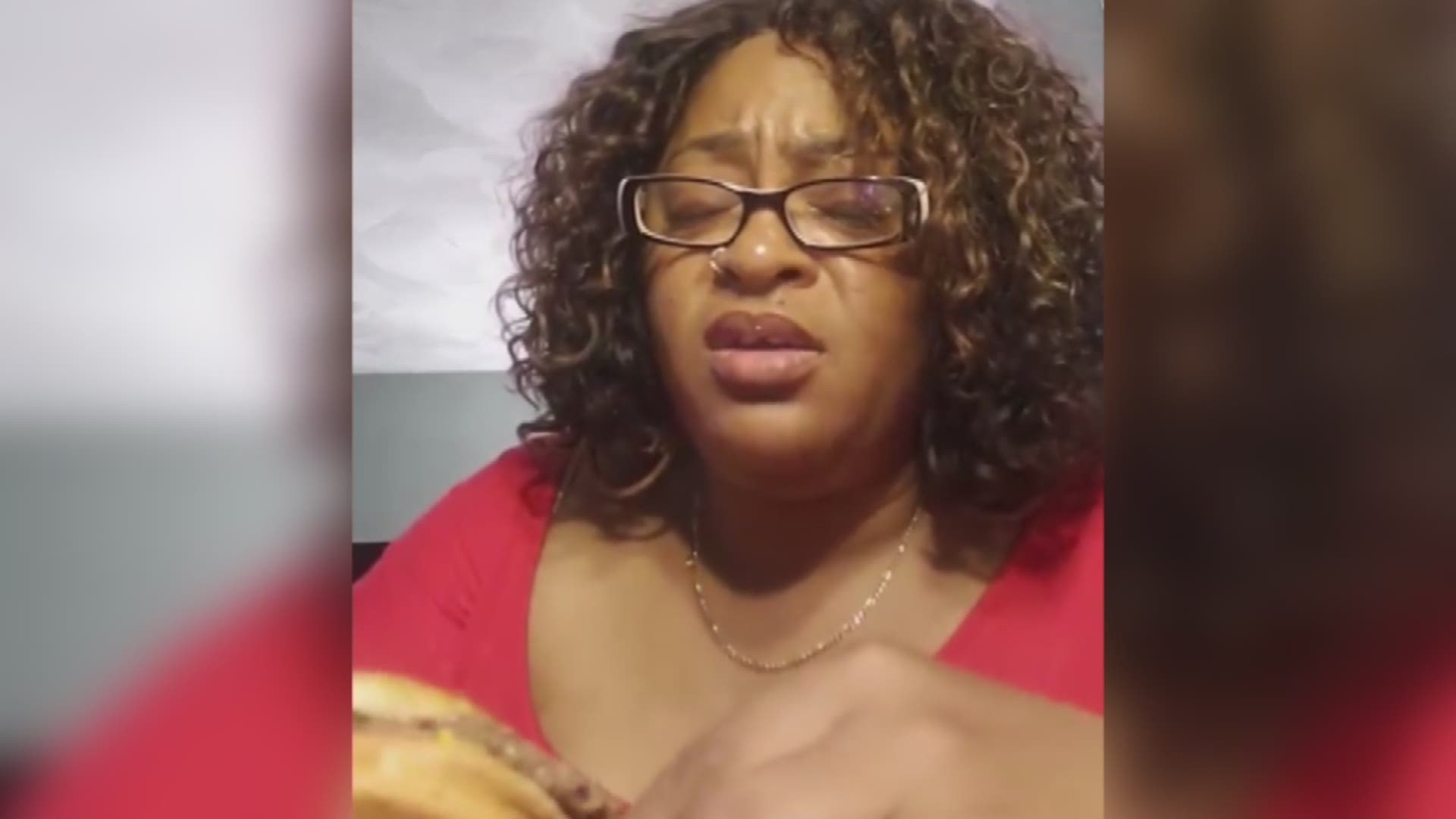 Tecia Williams of  Virginia Beach hadn't had a McDonald's burger for a long time. Her husband talked her into trying the fresh meat Quarter Pounder. It was so good, she HAD to take her wig off to enjoy it. Williams shared the proof with 13News Now.