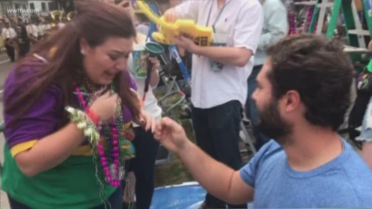 Mardi Gras Proposal: Couple gets engaged during Krewe of Tucks parade