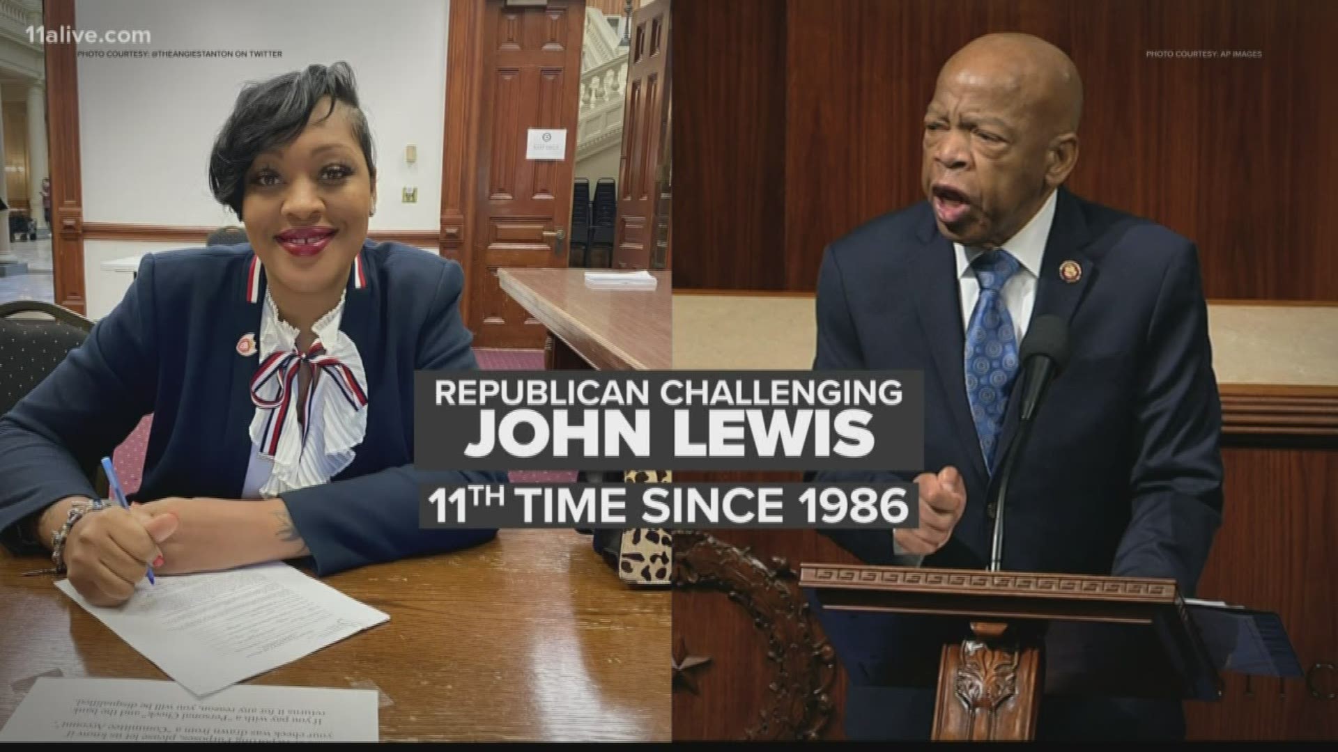 An Atlanta woman pardoned In February by President Donald Trump announced Friday she is running for congress against civil rights icon and Democrat Rep. John Lewis.