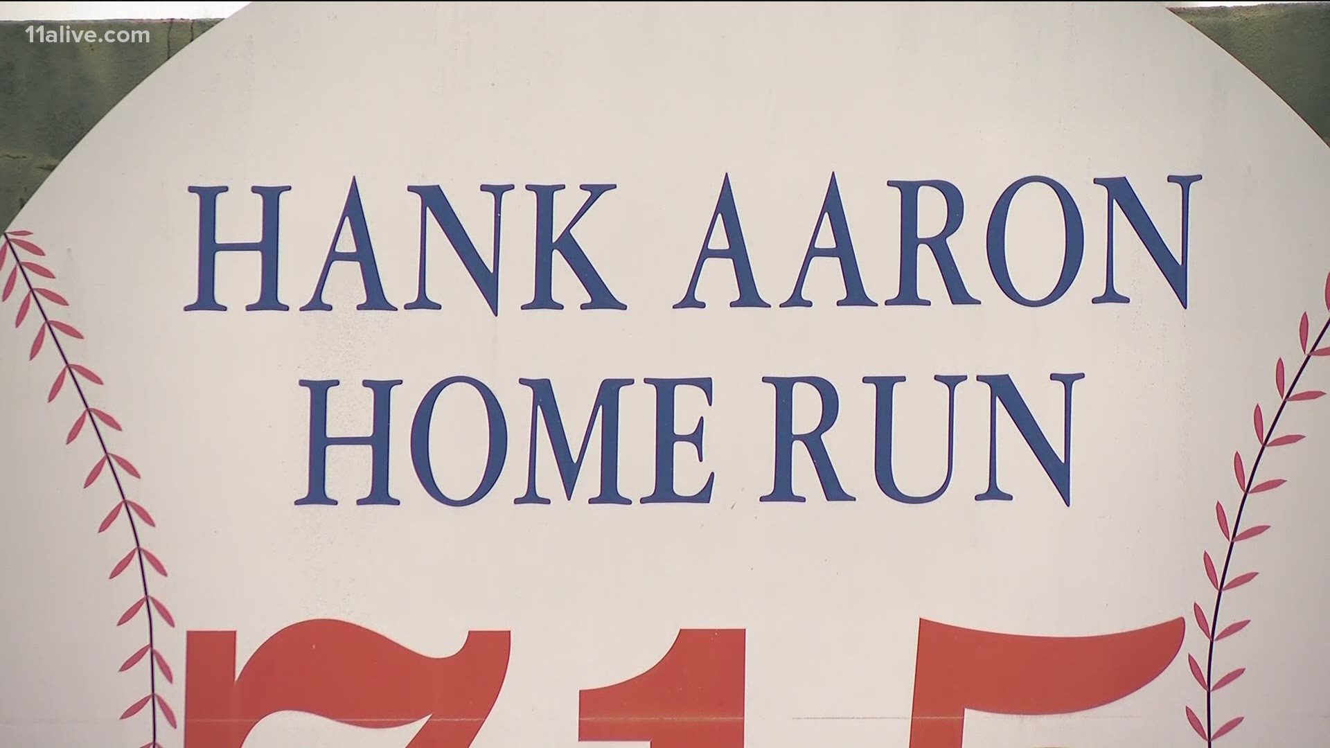 The marker is near the former home of the Braves, Atlanta Fulton County Stadium.