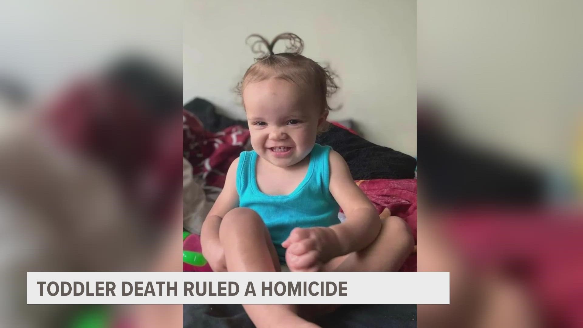 The Kent County Medical Examiner is ruling the death of a 23-month-old girl a homicide.